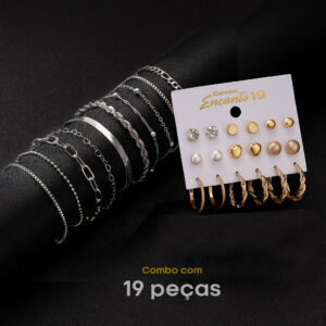 Combo Encanto 19™ - Kit com 10 Pulseiras + 9 Brincos
